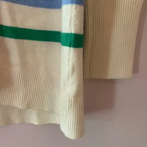 NWOT LOFT White Green Blue Striped Lightweight Sweater Preppy Women's size Small thumbnail 4