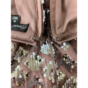 Crystal Doll Womens Pink Champagne Velvet Sequined Mini Skirt Medium NEW thumbnail 10