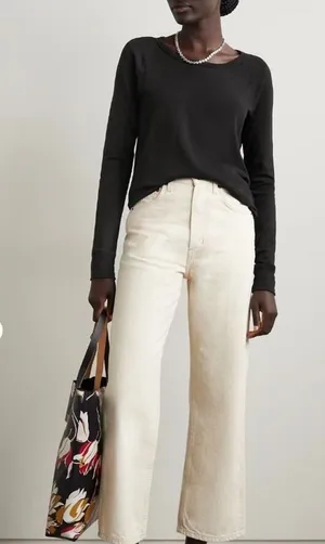 James Perse Cotton Relaxed Clean Raglan Sleeve Supima Pullover Sweatshirt Black‎ thumbnail 1