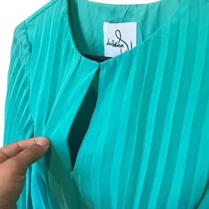 Sam Edelman Turquoise Pleated Long Sleeve Dress Size 4 NEW #779 thumbnail 9