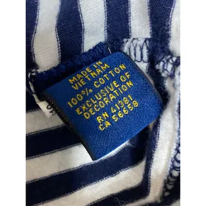 Polo Ralph Lauren White Navy Striped V Neck Short Sleeve Basic Tee T-Shirt Top S thumbnail 7