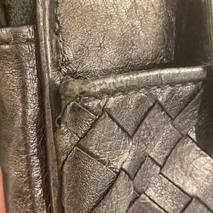 Elliott Lucca Wristlet Genuine Woven Leather Pewter Metallic Like New Condition thumbnail 9