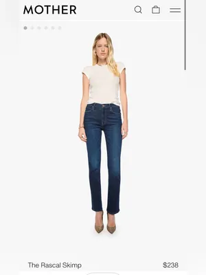 MOTHER Straight Leg The Rascal Skimp Jeans in Dark Blue Wash Size 26 thumbnail 3