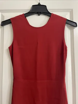 ALC Frank Size 2 Sleeveless Shift Dress Cut Out Back Brick Color Midi Slit thumbnail 2