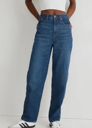 Madewell Woman’s Baggy Straight Jeans Dark Worn Indigo Wash Size 24 thumbnail 1