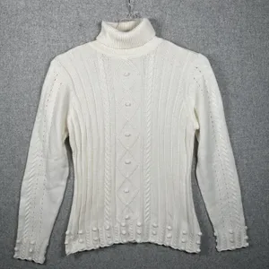 NWT RXB XL Sweater‎ Turtleneck Womens Top Cream Long Sleeve Ribbed Holiday thumbnail 1
