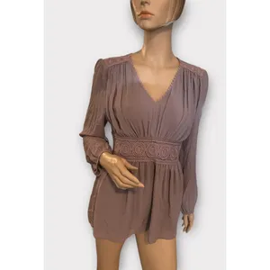 Entro‎ Boho Tunic Top Pleated Front Crochet Size Small thumbnail 2