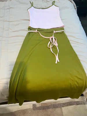 Olive Green Midi Skirt with Waist Tie thumbnail 6