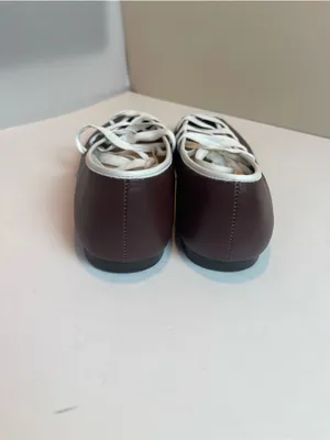 Maeve Genuine Leather Contrast Lace-Up Ballet Flats Burgundy Oxblood Sz 9 thumbnail 3