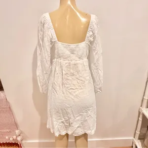 J.Crew Square Neck White Gauze Dress Sz M Long Sleeves Cotton Crinkle thumbnail 3