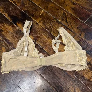 Victoria’s Secret 34C lace tan unlined embroidered Demi bra thumbnail 2