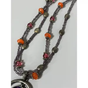 Laura Ashley Necklace Beaded Chocker Metal Silver Colored Boho‎ thumbnail 9