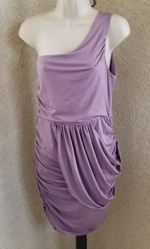 NWT Jennifer Taylor purple shoulder halter dress L thumbnail 1