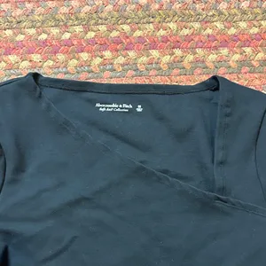 Abercrombie & Fitch Asymmetrical Neckline Black Stretch Soft Af Long Sleeve thumbnail 2
