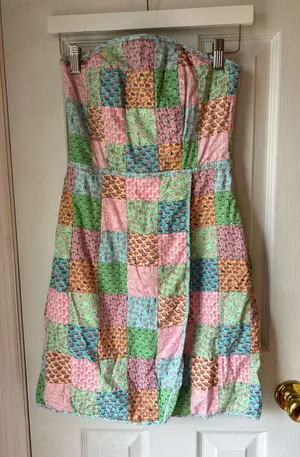 Vineyard Vines Strapless Patchwork Pattern Dress thumbnail 1