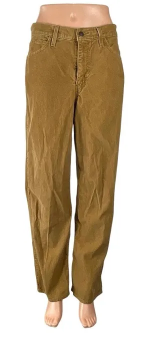 Levi's 94 Baggy Women's Tan Corduroy High Rise Wide Leg Trousers Pants Size M thumbnail 1