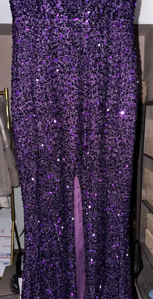 Miss Look Maxi purple sequin prom dress thumbnail 4