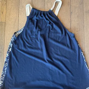 Rewind Navy and Cream Flowy Top thumbnail 4