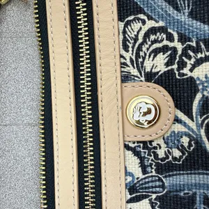 Spartina 449 Wristlet Womens OS Blue Floral Linen Leather Tassel Daufuskie * thumbnail 2
