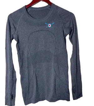 Lululemon Swiftly Tech Long Sleeve Shirt Embroided Gray Womens 6 thumbnail 1
