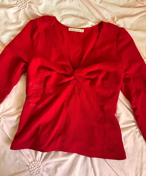 Abercrombie top red blouse long sleeve thumbnail 1
