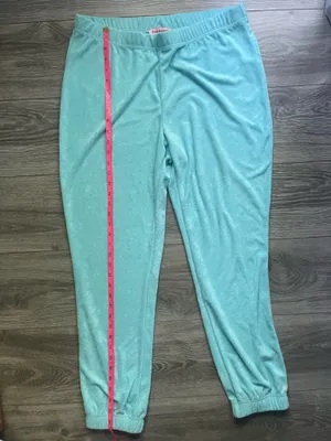 NEW Juicy Couture Blue Turquoise Terrycloth Rhinestone Y2K Joggers Size XL Retro thumbnail 3