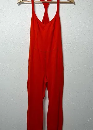 FP‎ Movement by Free People Red/Orange Lets Bounce One Piece Racerback Jumpsuit thumbnail 1