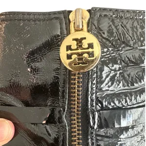 Tory Burch Whitney Booties Black Patent Leather Logo Platform Size 8 thumbnail 11