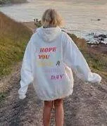 Olive Lynn I Hope You Have A Good Day Colorful Cream Hoodie thumbnail 2