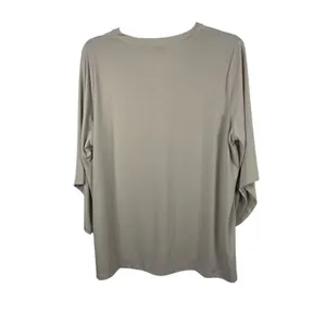 Susan Graver Artisan 2X Beige Embellished V-Neck Tunic Top Stretch 3/4 Sleeve thumbnail 2