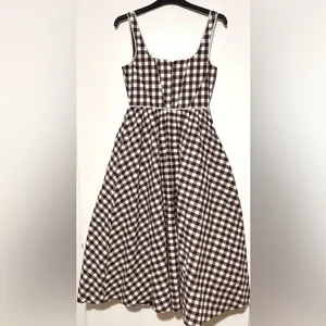 Wayf Brown Gracie Gingham Dress Size Small Cottagecore Lace Trim Prairie NWT thumbnail 4