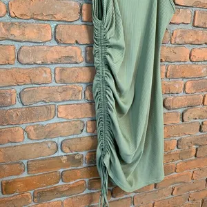 SHEIN Women's Ribbed Ruched Side Mini Dress Spaghetti‎ Straps Cocktail Green XL thumbnail 2