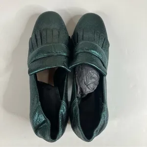 Mango MNG‎ Metallic Green Heeled Loafer Size 36 thumbnail 5