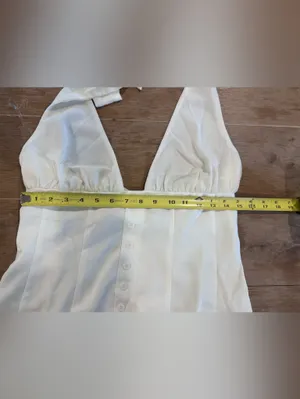 NWT Peppermayo Cream Halter Mini Dress with Ruffle Hem, 8 thumbnail 6