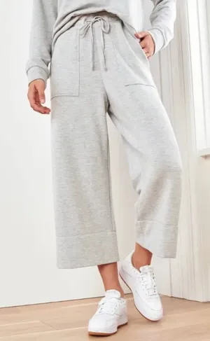 Quince Crop Sweatpants supersoft fleece wide leg womens Gray (small) loungewear thumbnail 1