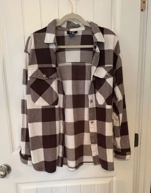 Brown and White Buffalo Plaid Button thumbnail 1