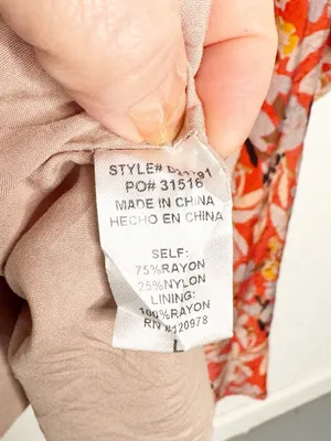 Entro Orange Gray Floral Shift Dress Size L thumbnail 10