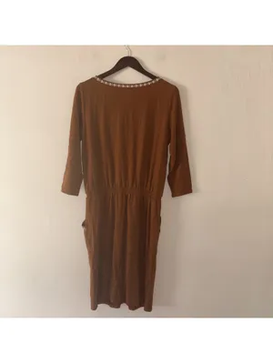 Garnet Hill Embroidered Brown Dress - Size Small thumbnail 6