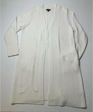 Simply Vera Vera Wang Long Cardigan Sweater White Textured Knit Women’s XL thumbnail 1