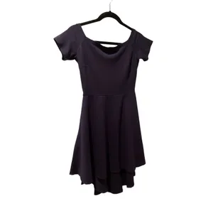 Sarin Mathews Off The Shoulder Dress Short Sleeve Navy Blue Asymmetrical Small thumbnail 3