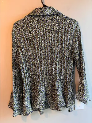 Sunny Leigh Pleated Ruffle Floral Blouse Y2K Career Top thumbnail 2