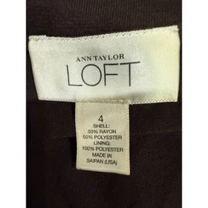 Ann Taylor LOFT Brown Pullover V Neck Dress Long Sleeve Rayon Blend Size 4 thumbnail 6