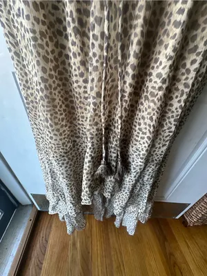 Lovestitch Leopard Print High Low Midi Dress L Boho Chiffon Ruffle Tiered thumbnail 6