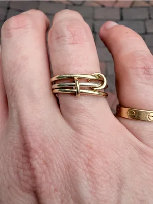 Elegant Gold Triple-Band Knot Ring - Gold thumbnail 1