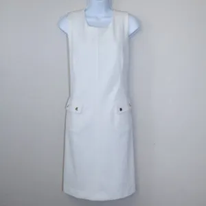 Tommy Hilfiger Shift‎ Dress 8 White Textured Pique Pocket Sleeveless Mod Preppy thumbnail 2