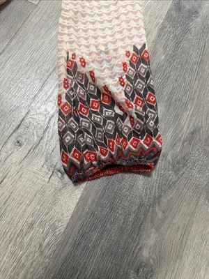 Free People Boho V-Neck Peplum Tunic with Red & Black Geometric Print thumbnail 3