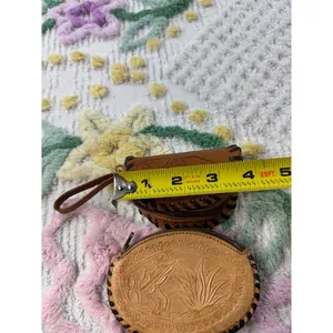Vintage‎ Tooled Leather Coin Purse Pouch Florida Mexico Floral Design thumbnail 8