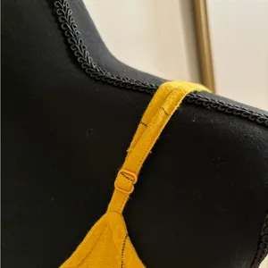 Dizzier Yellow with Black Stripes Thin Adjustable Straps Crop Top Size M Size M thumbnail 11