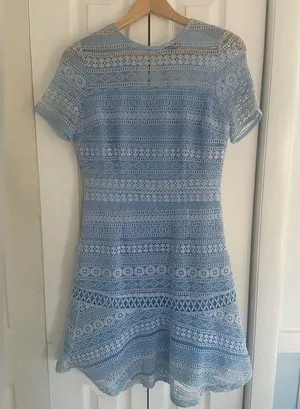 French Blue Lace Sheath Mini Dress thumbnail 1