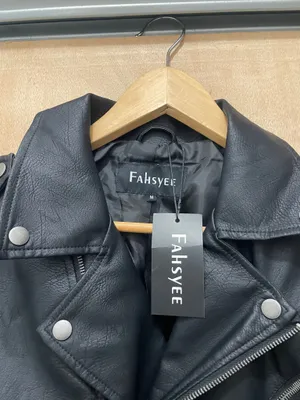 Fahsyee Faux Leather Jacket Women - Black Motorcycle Short Coat Moto Biker Blazer jacket brand new size medium thumbnail 5